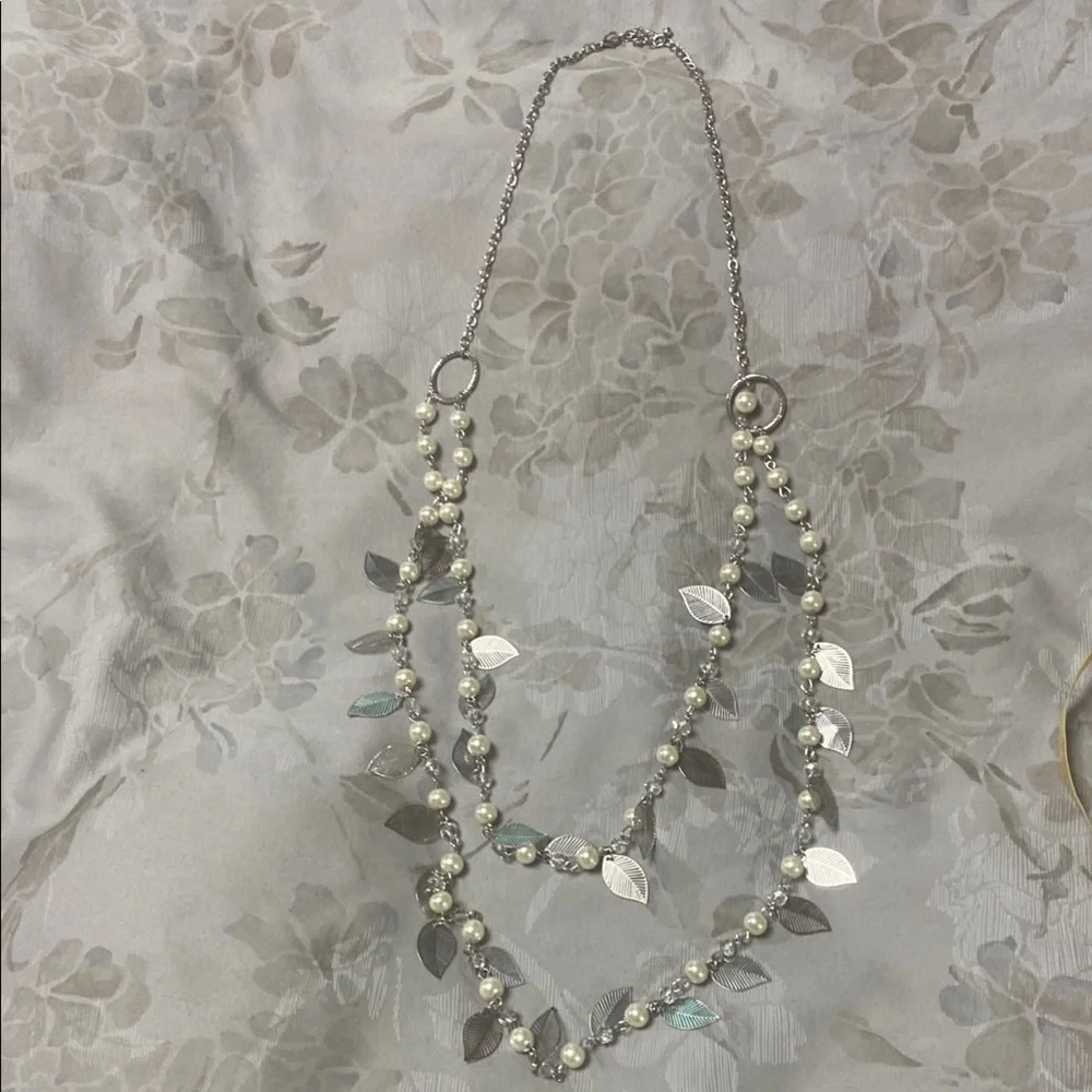 Sophisticated Silver and White  pearl Double-Strand Necklace